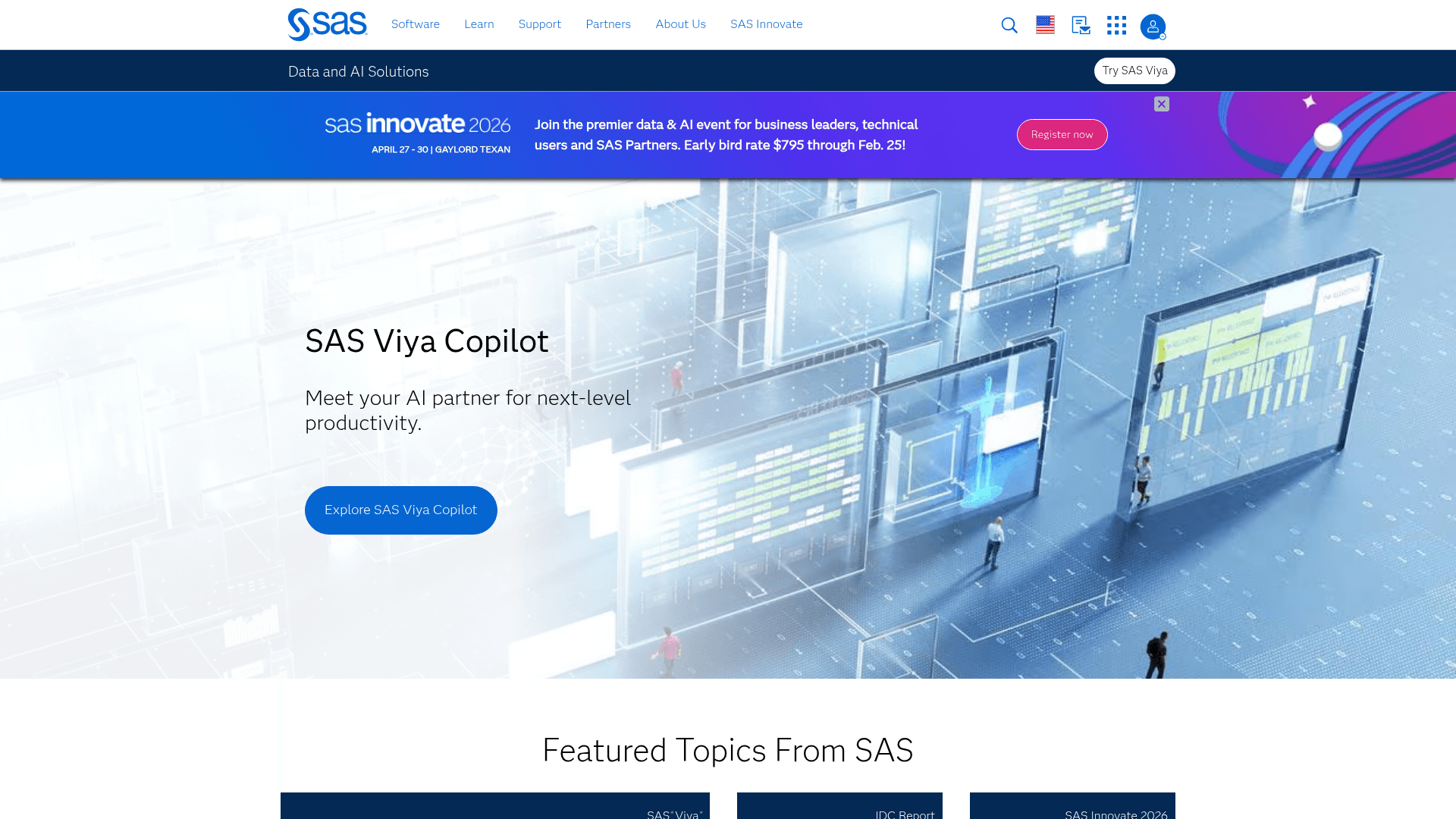 SAS website screenshot