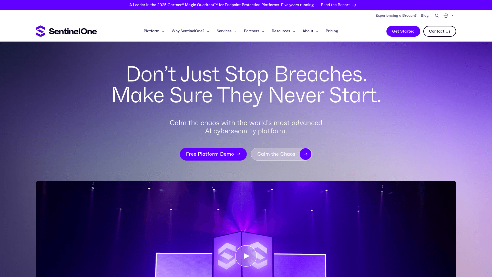 Sentinel One website screenshot