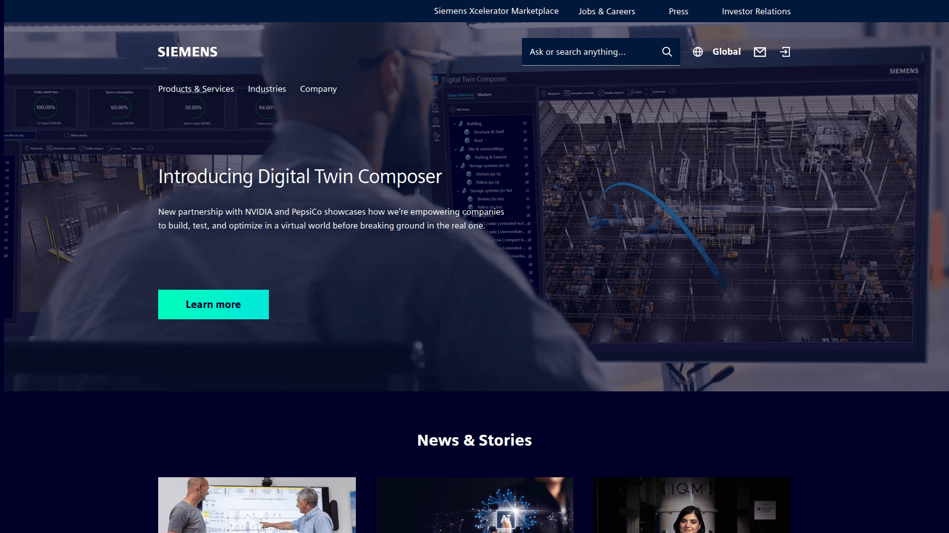 Siemens website screenshot