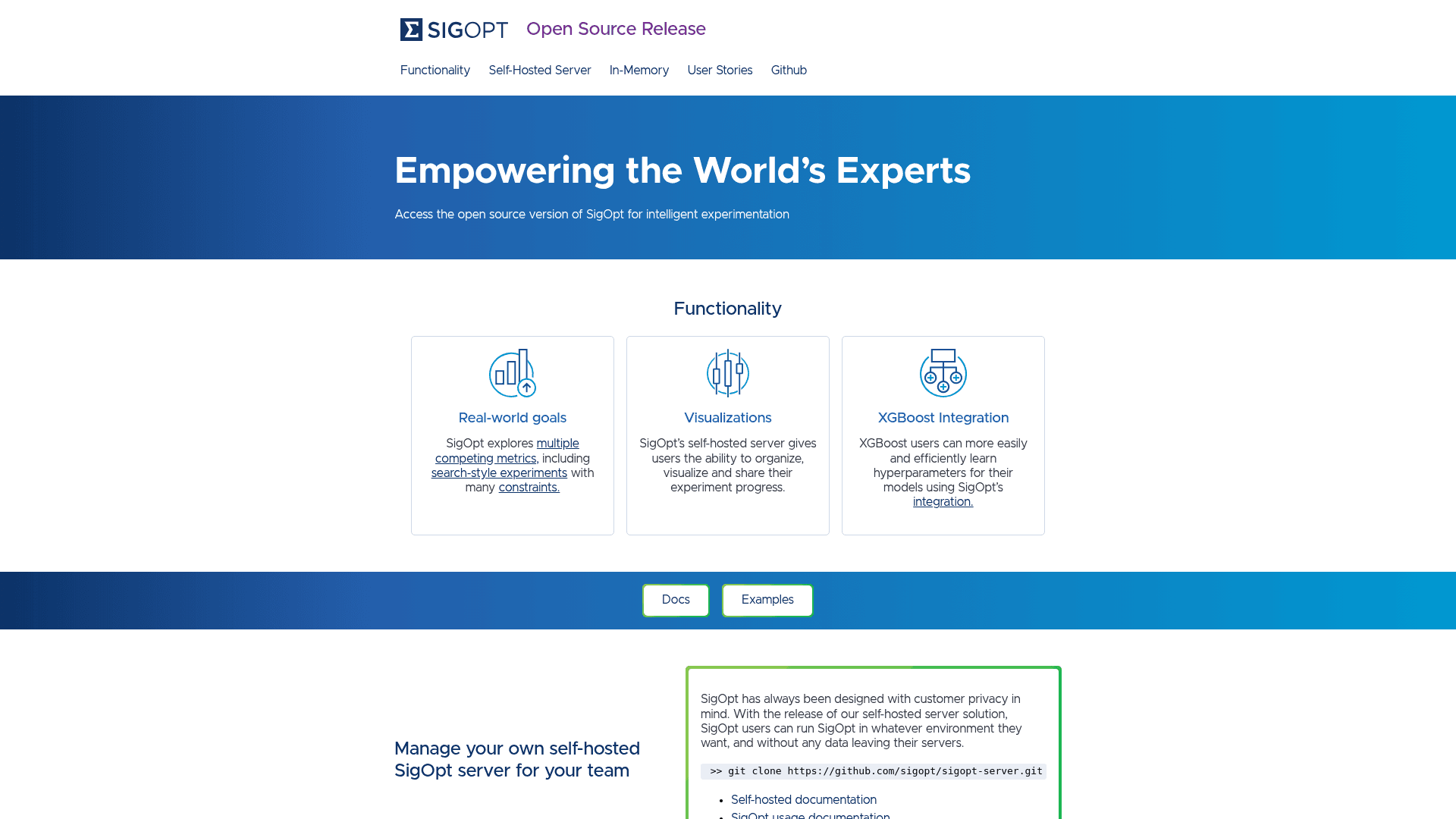 SigOpt website screenshot