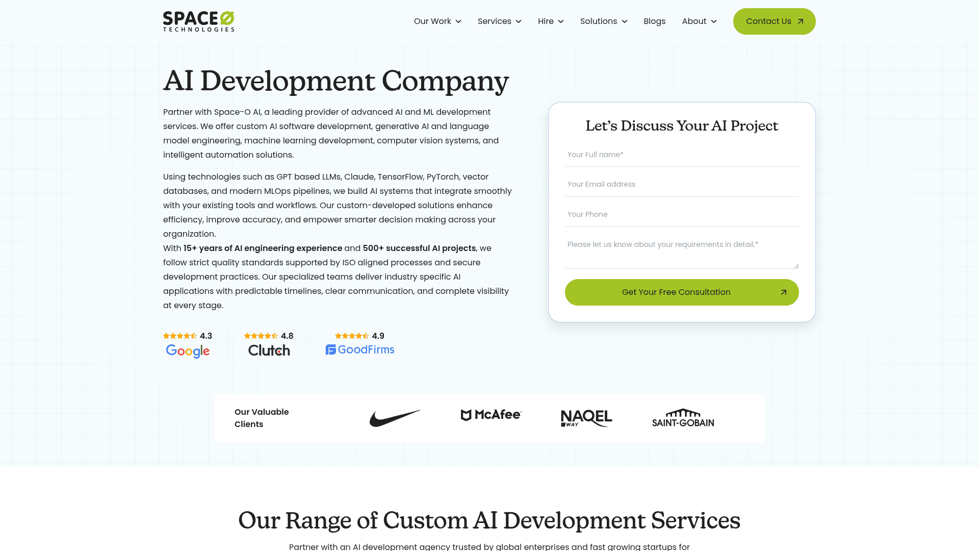 Space-O Technologies website screenshot