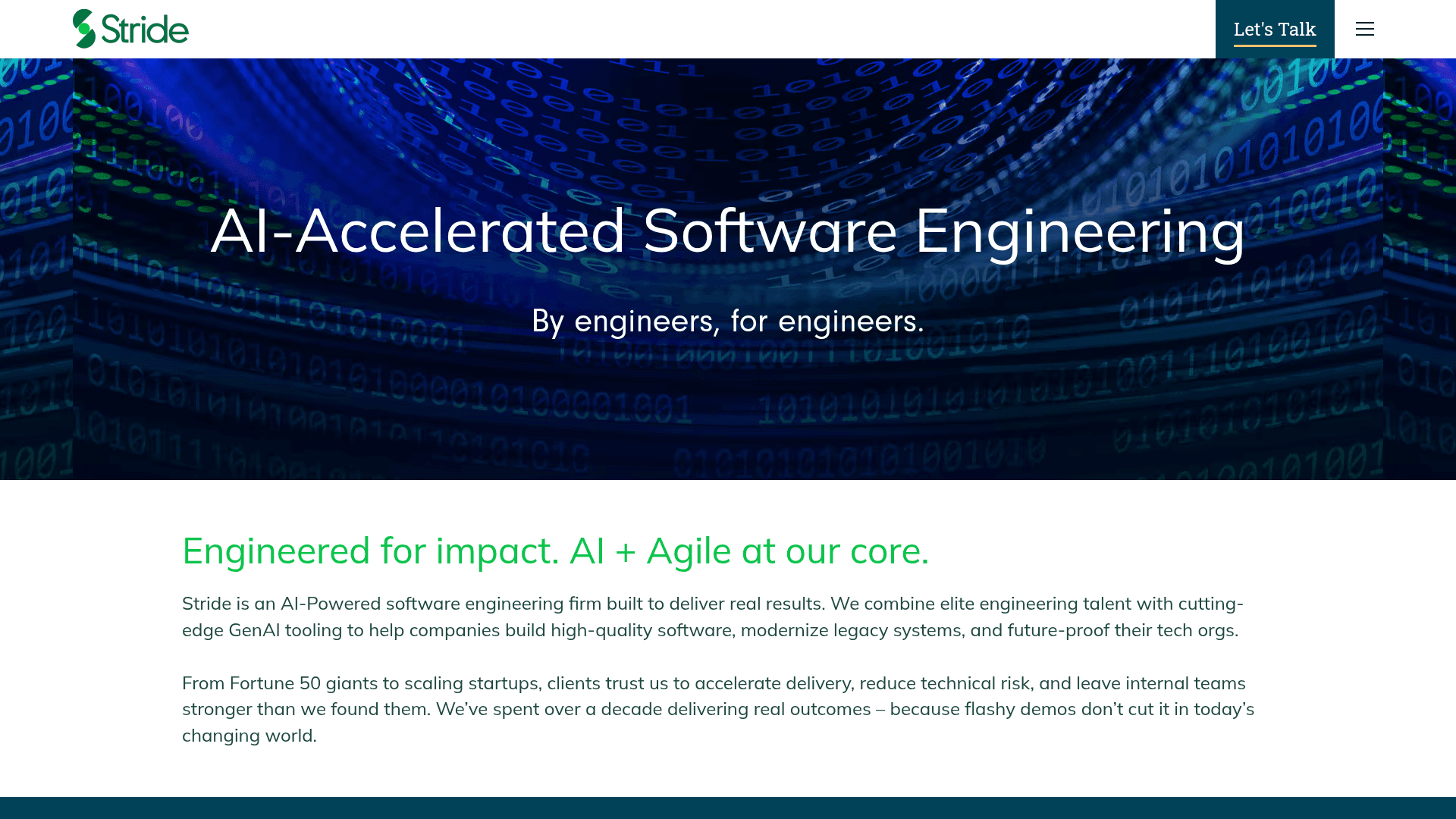 Stride website screenshot