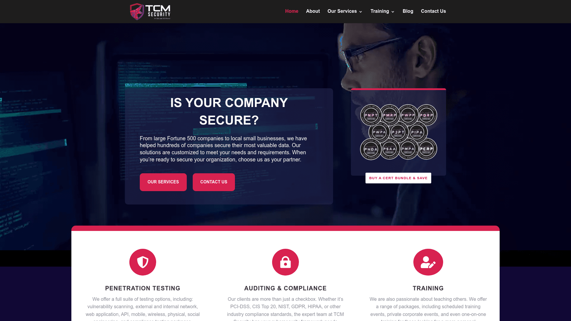 TCM Security website screenshot