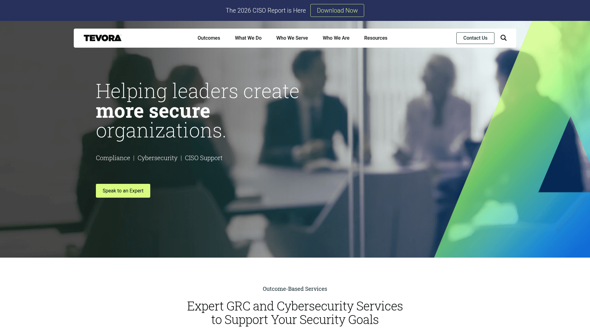 Tevora website screenshot