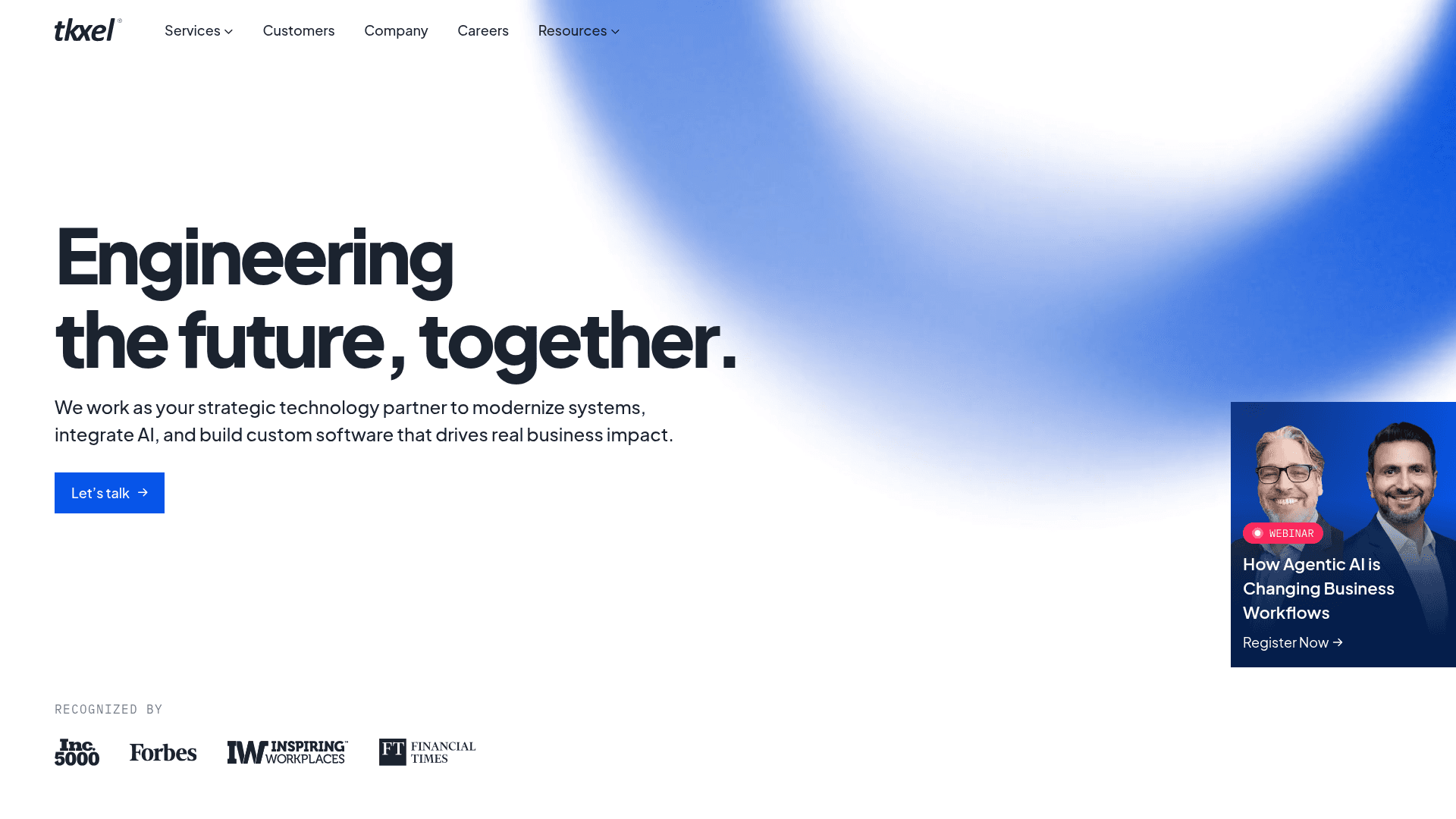 tkxel website screenshot