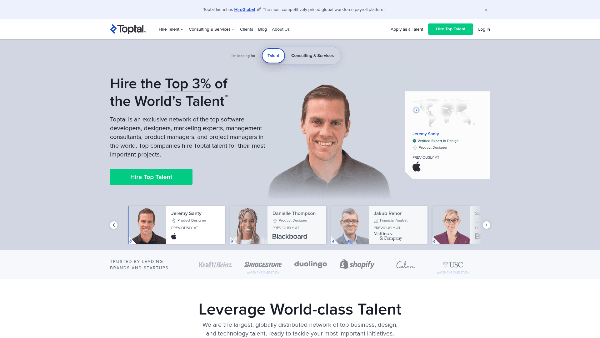 Toptal AI website screenshot
