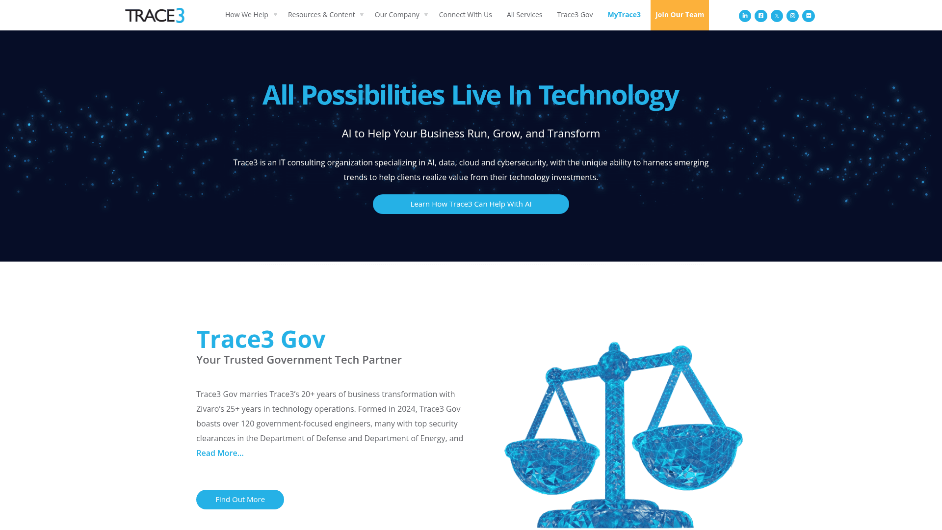 Trace3 website screenshot