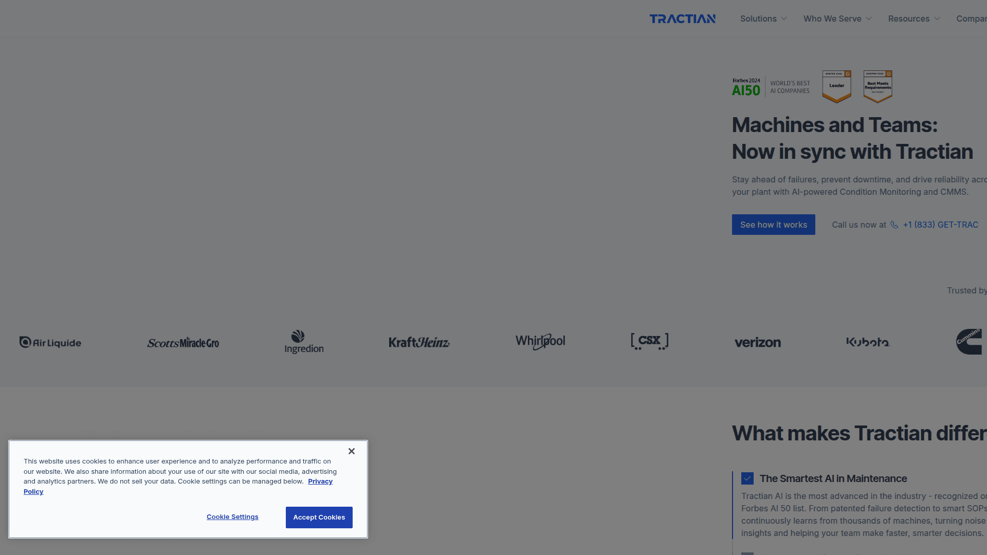 Tractian website screenshot