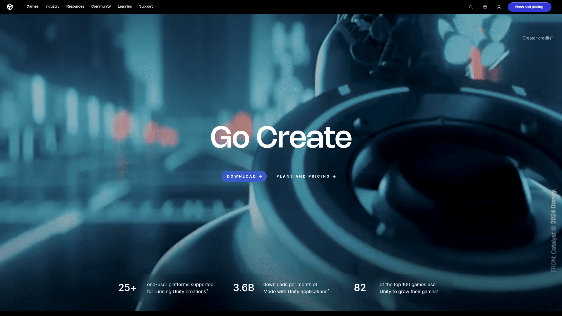 Unity Technologies website screenshot