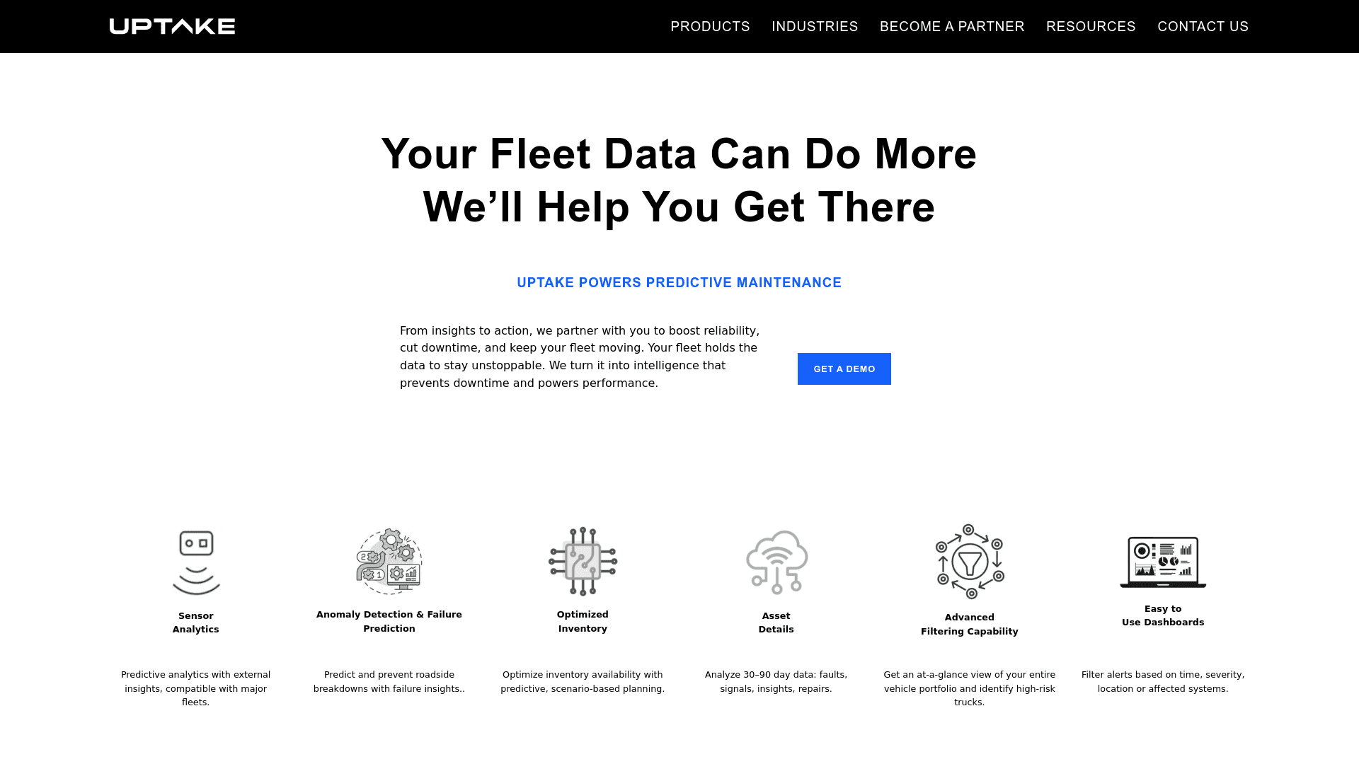 Uptake Technologies website screenshot