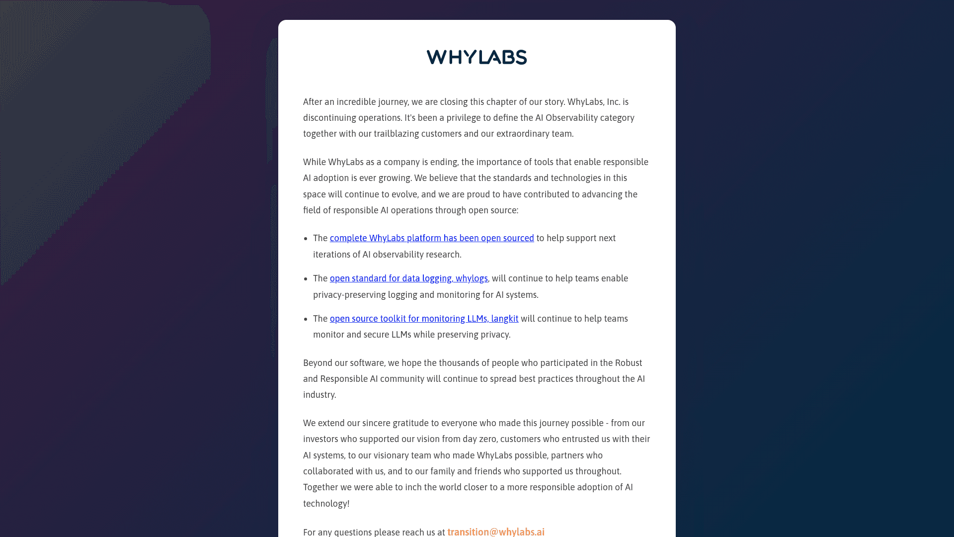 WhyLabs website screenshot