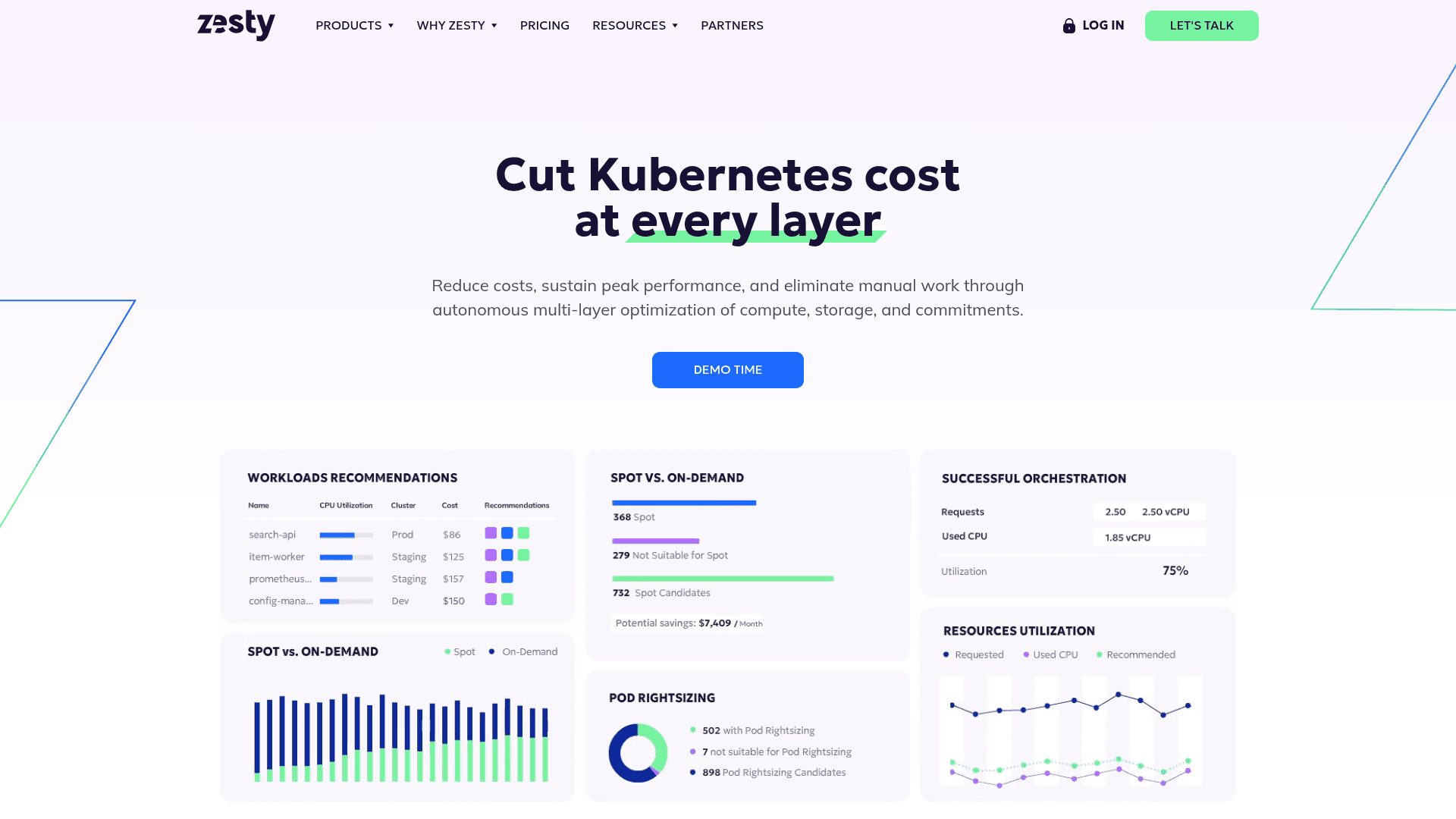 Zesty website screenshot